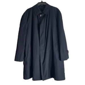 Men's London Fog Classic Water-Resistent Black Trench Coat Size Medium Regular